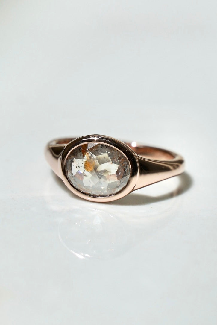 Signet Ring with Rose Cut Diamond Custom - Matthew & Brandi