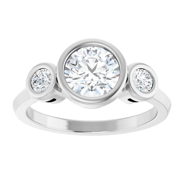 Three-stone Bezel-set Engagement Ring