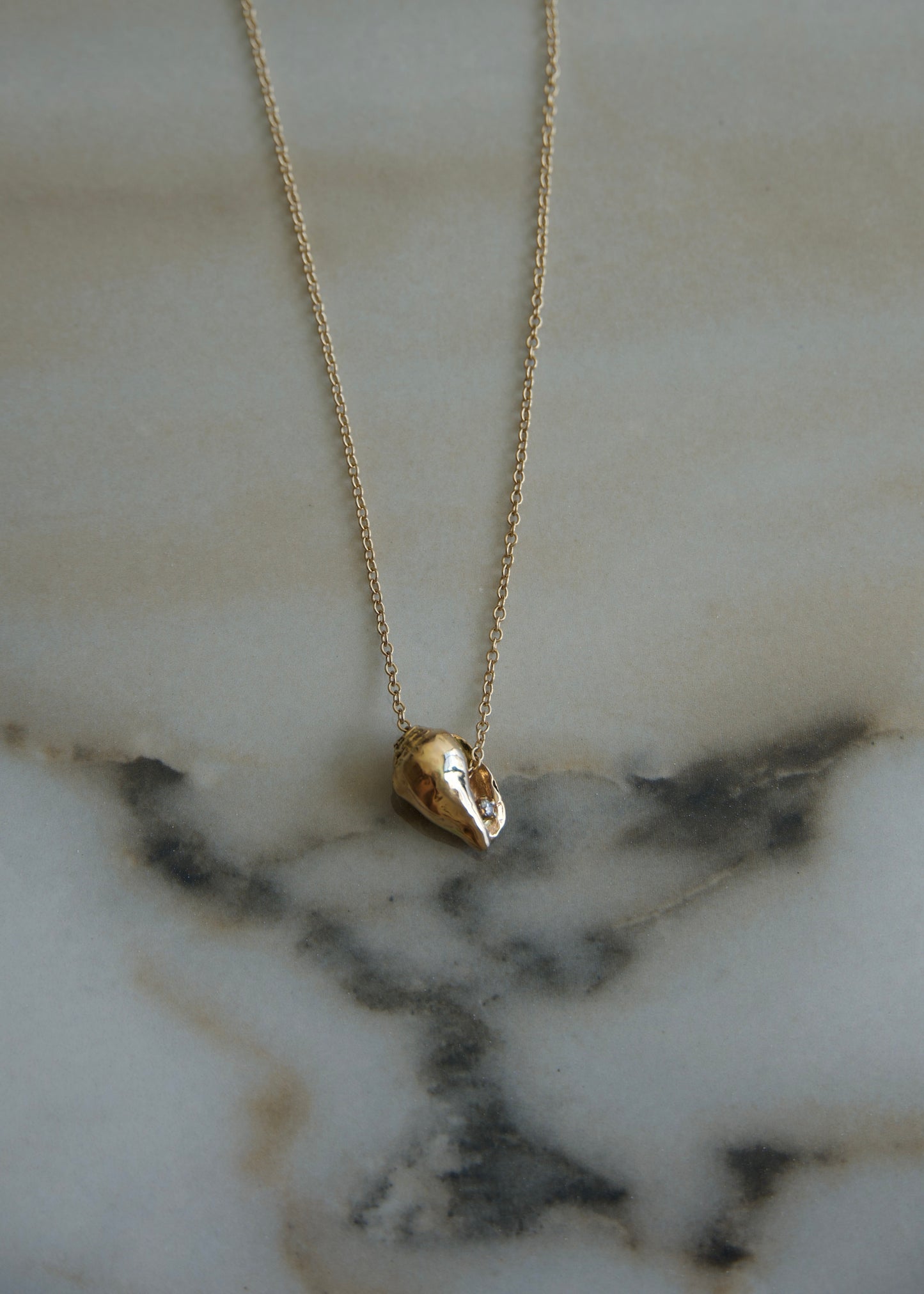 Shell Pendant with natural diamond 14k