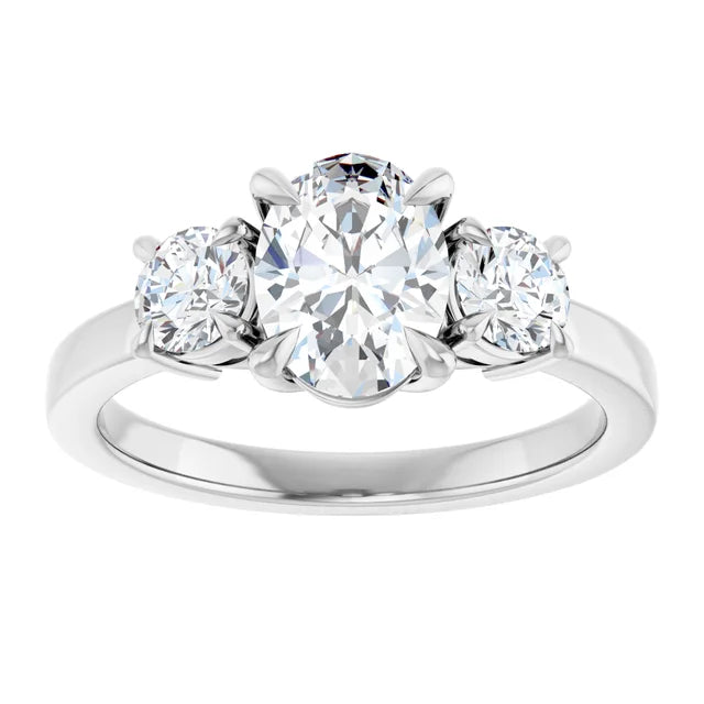 Oval Diamond Trilogy Engagement Ring