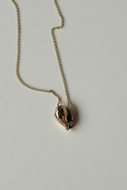 Shell Pendant with natural diamond 14k