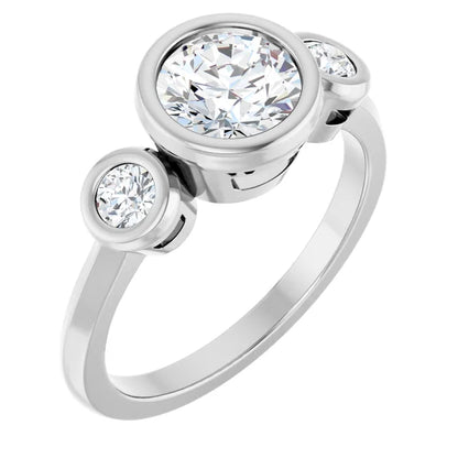 Three-stone Bezel-set Engagement Ring