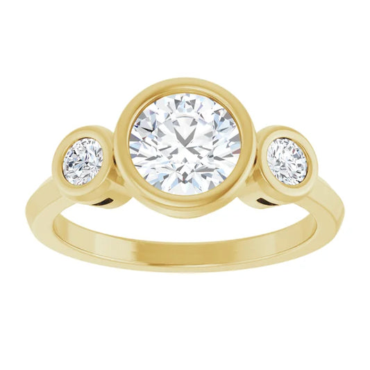 Three-stone Bezel-set Engagement Ring