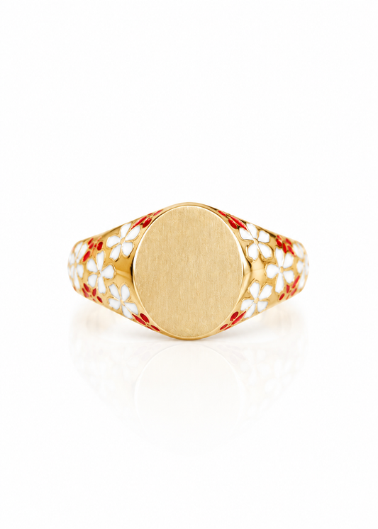 Hibiscus Signet Ring