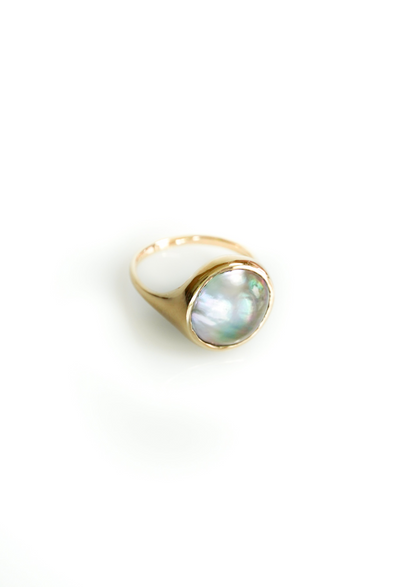 Tahitian Mabe Pearl - New Moon Ring