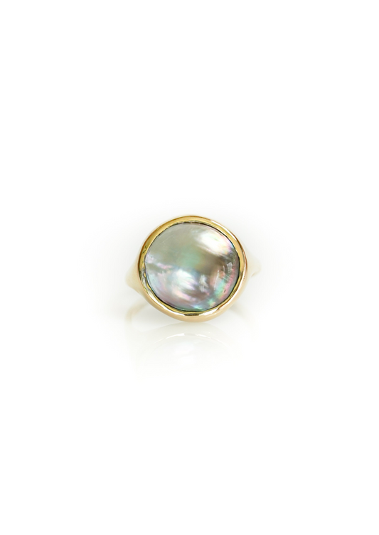 Tahitian Mabe Pearl - New Moon Ring