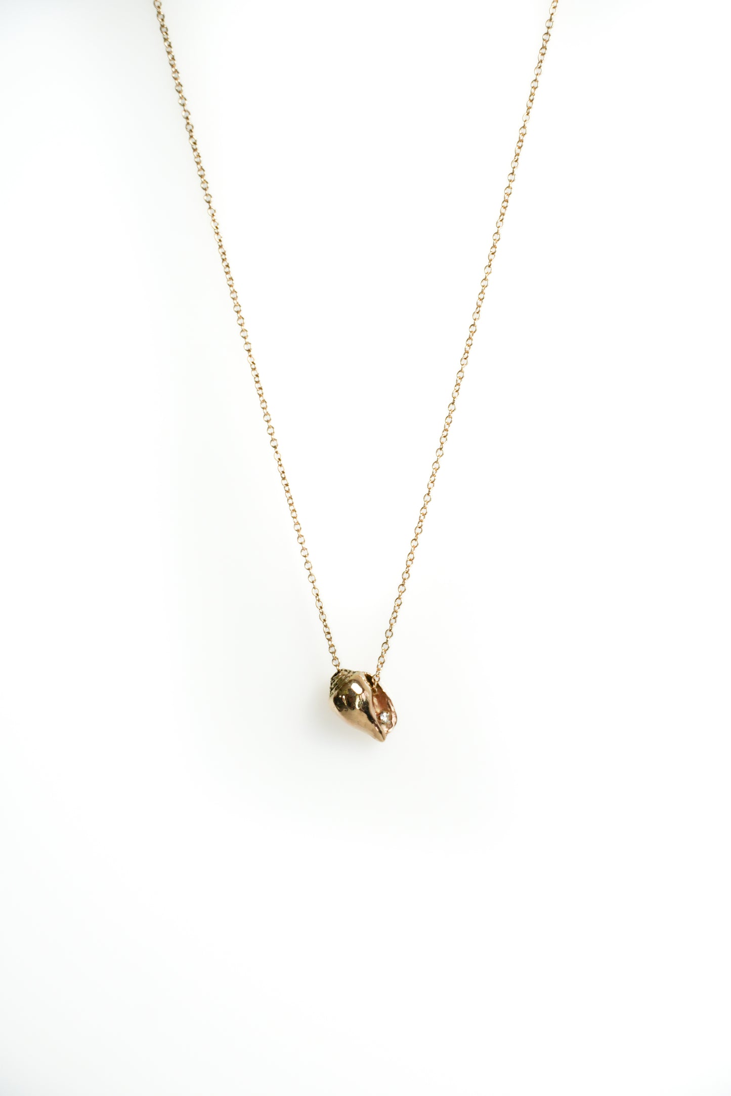 Shell Pendant with natural diamond 14k