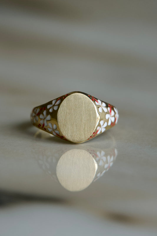 Hibiscus Signet Ring