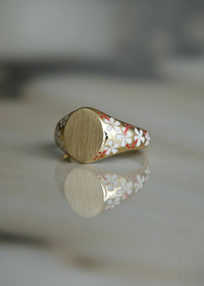Hibiscus Signet Ring
